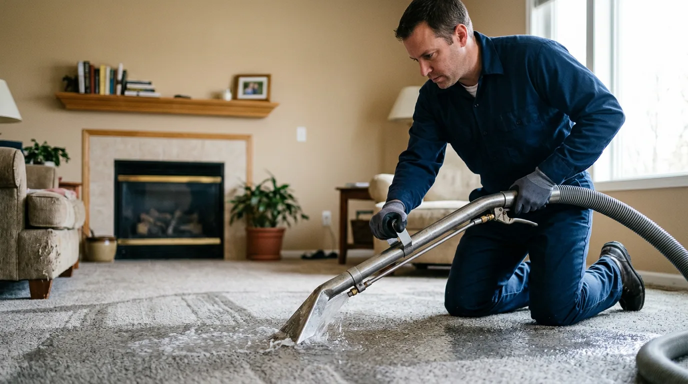 Water damage restoration technician working near Greenfield, TN